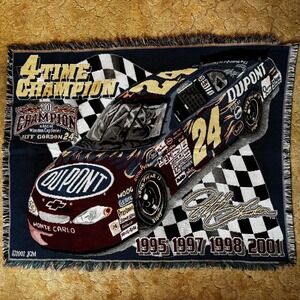 VTG 90's Jeff Gordon #24 NASCAR Motors Tapestry Woven Throw Blanket Multicolored
